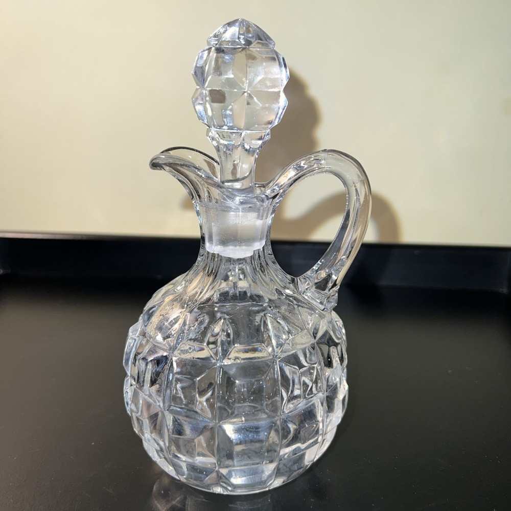 EAPG Antique Geo Duncan & Sons Clear Glass Cruet With Original Stopper/Block